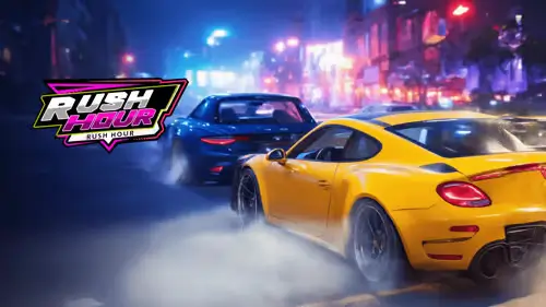 Rush Hour game - Intense street racing adventure with fast-paced traffic dodging and high-speed maneuvers."