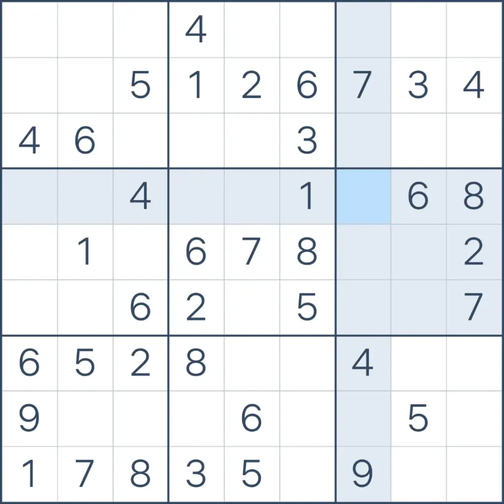 Screenshot of Sudoku game.