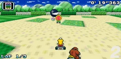 screenshot of Super Mario kart game.