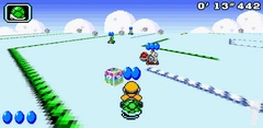 screenshot of Super Mario kart game.