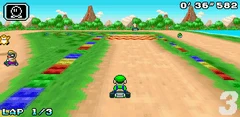 screenshot of Super Mario kart game.