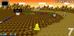 screenshot of Super Mario kart game.