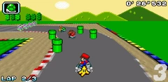 screenshot of Super Mario kart game.